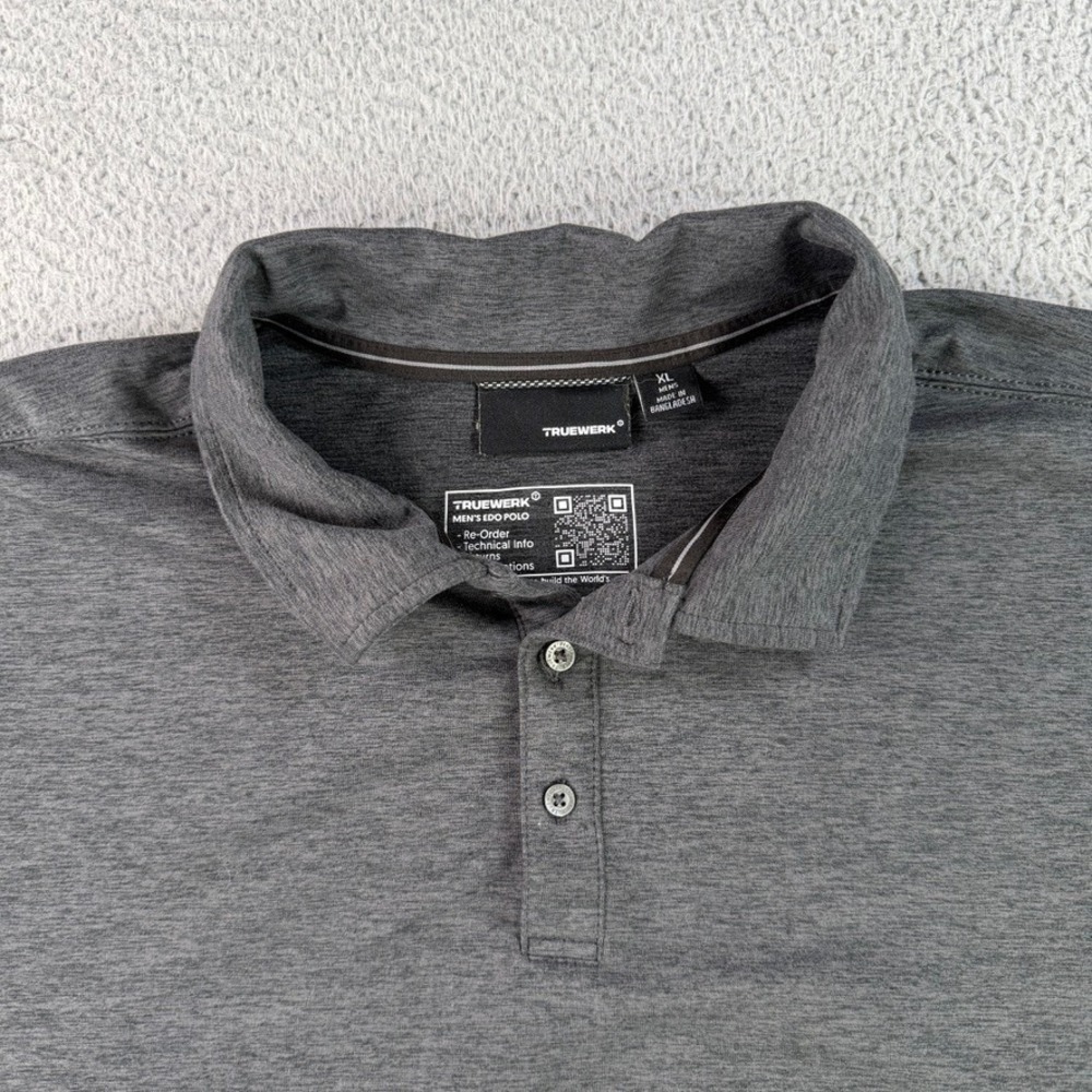 Truewerk Edo Polo Mens XL Gray Short Sleeve Performance Technical Work Shirt